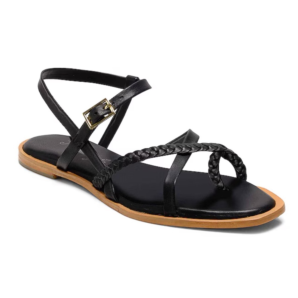 Free people sunny days strappy black flat sandal